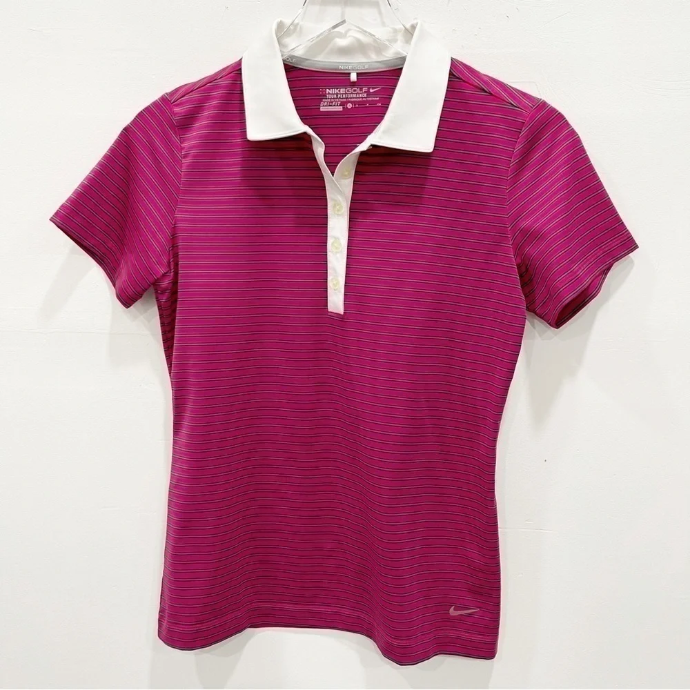 Nike Golf Tour Performance Polo Shirt Dri-Fit Striped Size Small
